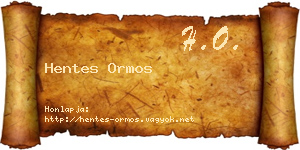 Hentes Ormos névjegykártya
